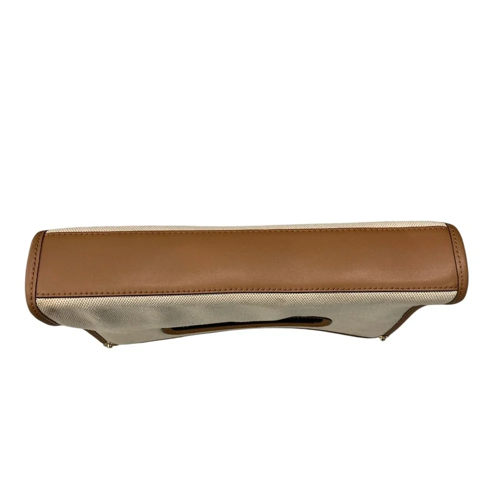 Michael Kors Jane Large Canvas Clutch Natural Leather Trim NEW 30T1GJBC3C